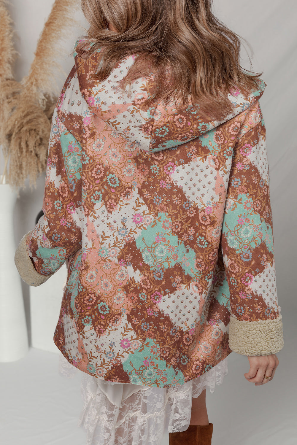 Women's Floral Sherpa Lined Hooded Jacket