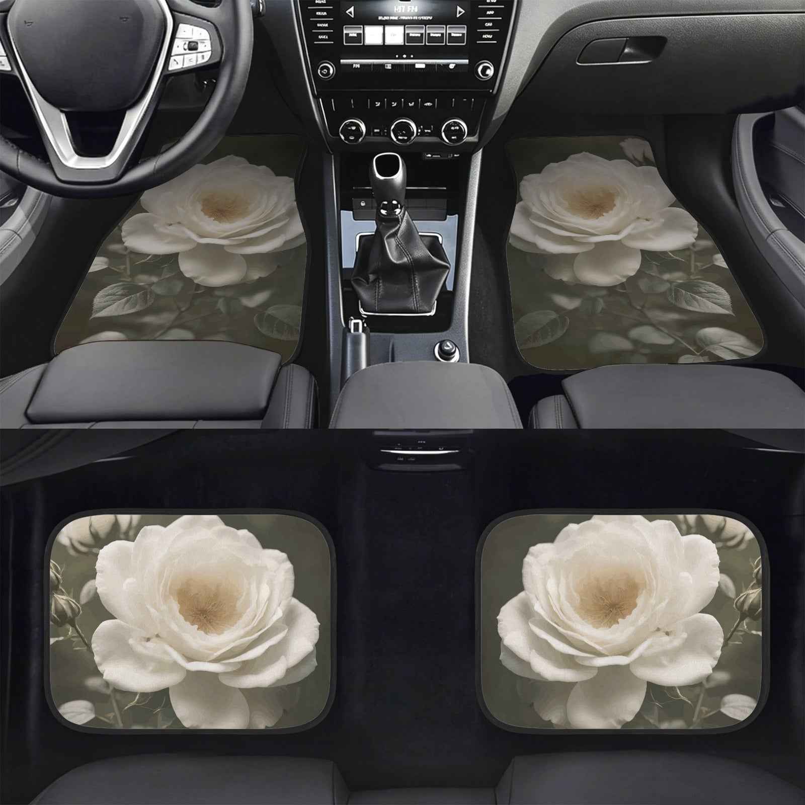 White Rose 4-Piece Car Floor Mats | Ships from USA