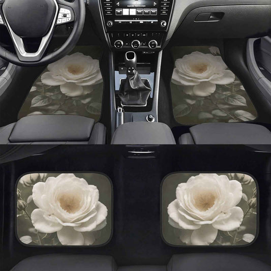 White Rose 4-Piece Car Floor Mats | Ships from USA