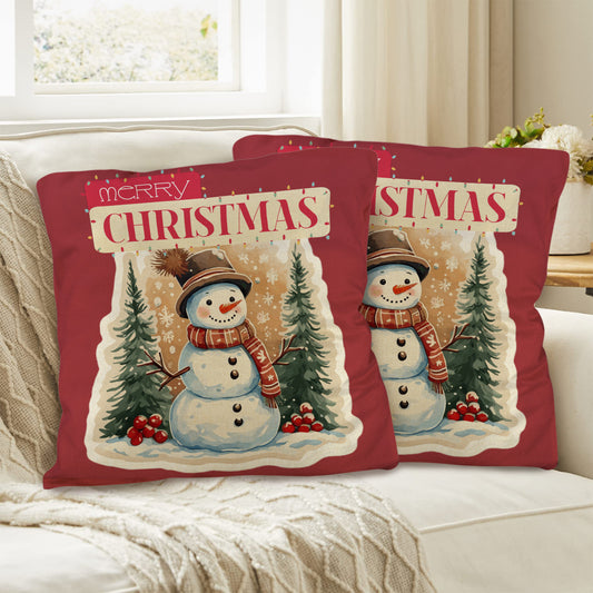 Merry Christmas Snowman Pillow Cases Throw Pillow Covers 18 x 18 inch