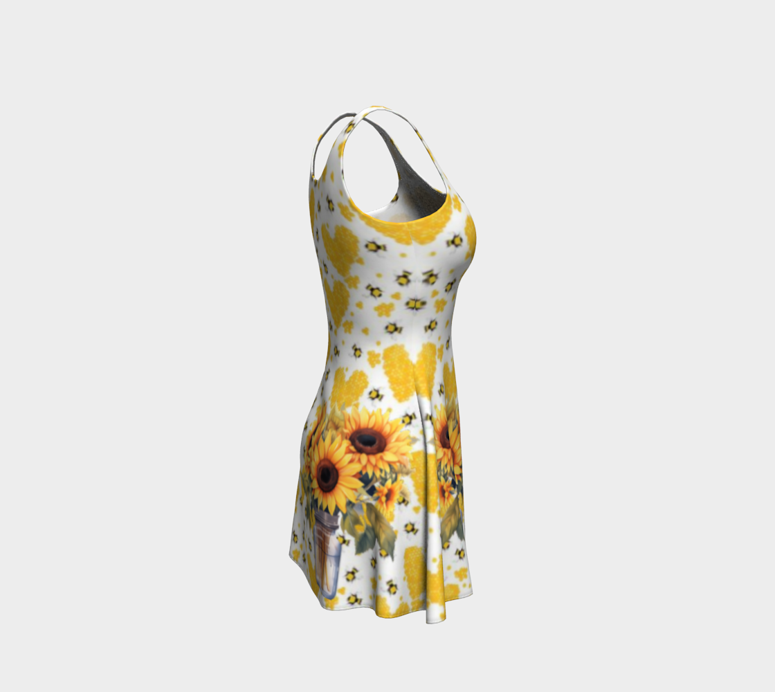 Yellow Hearts and Honey Bees Flared Short Dress