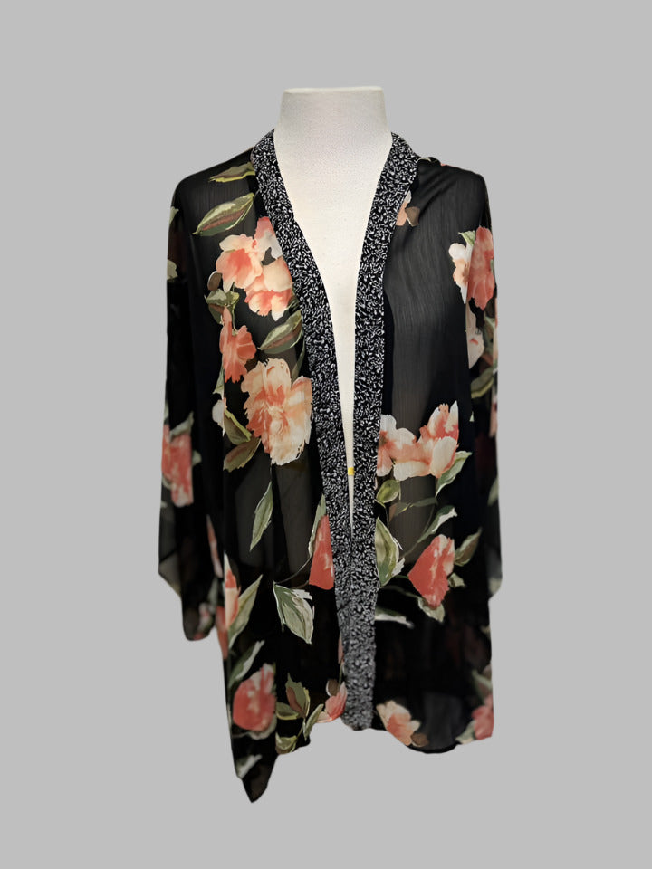 Band of Gypsies Black Floral Kimono - size XS/S
