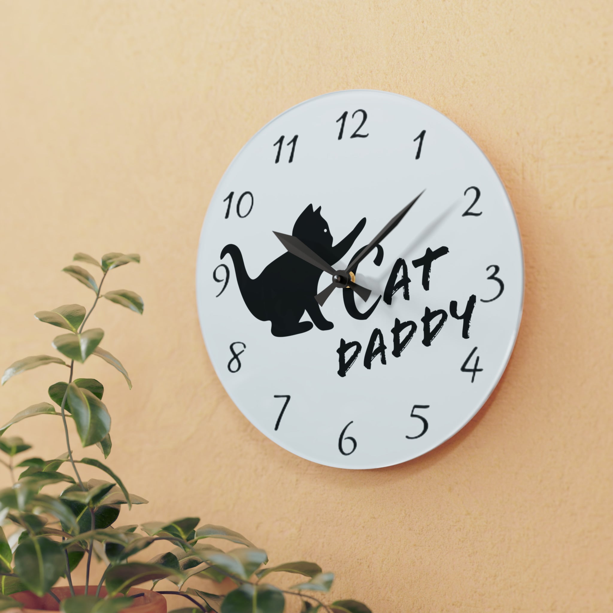 Cat Daddy Playful Kitten Acrylic Wall Clock - Shell Design Boutique