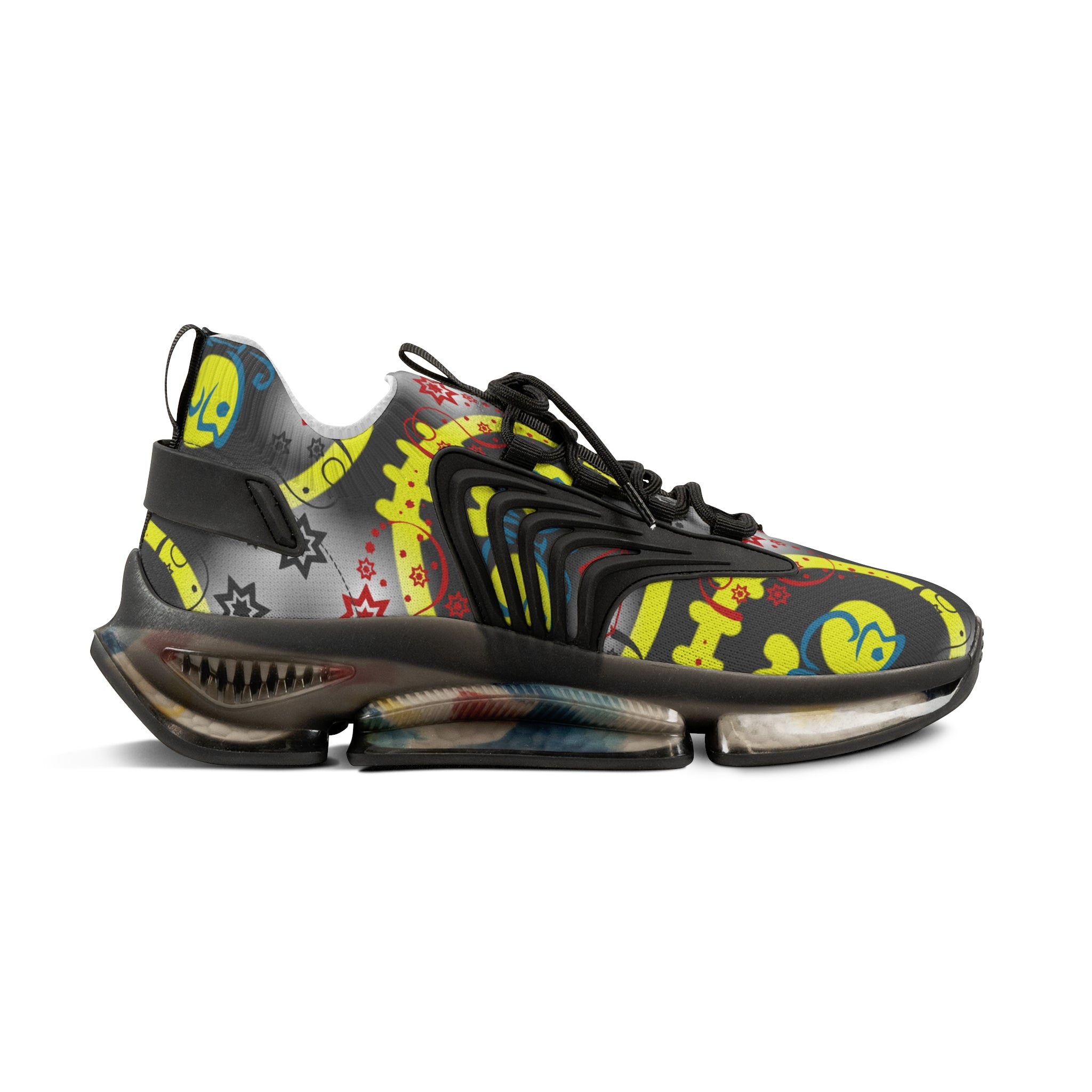 Men's Yellow Graffiti Mesh Sneakers