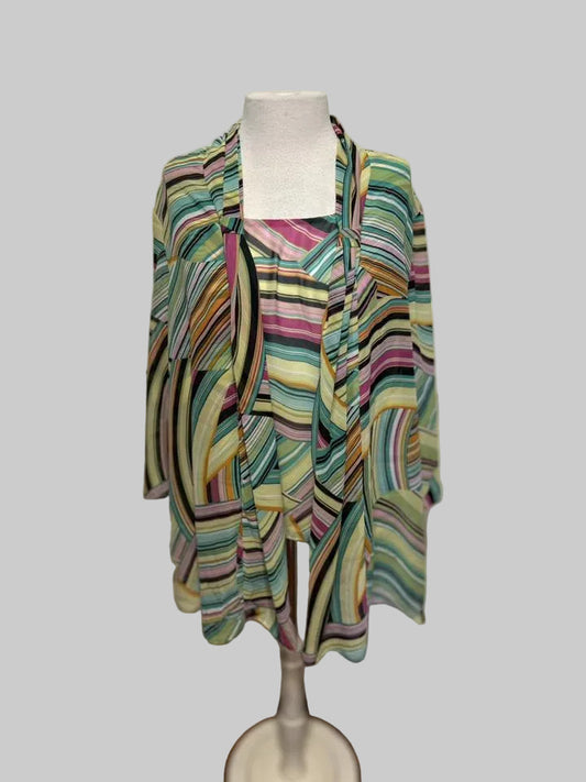 Danny & Nicole 2-piece Sleeveless Top with Kimono - size 18