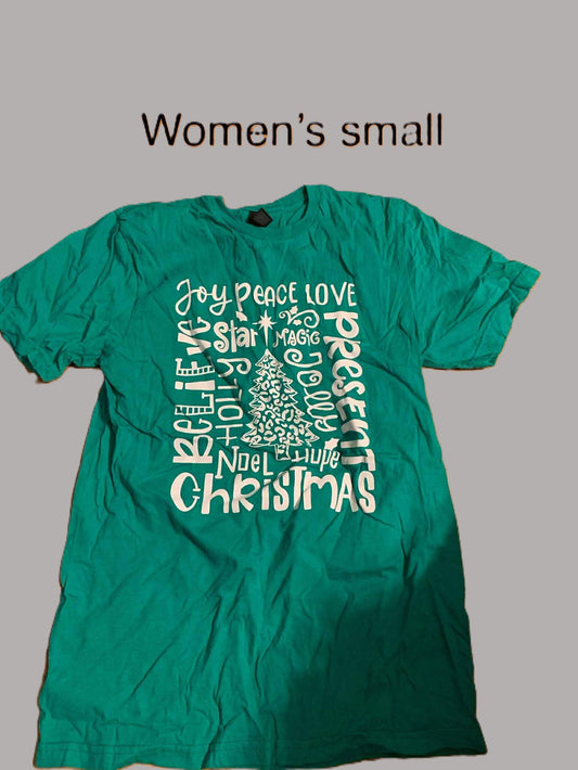 Women's Green Christmas T-shirt - size Small