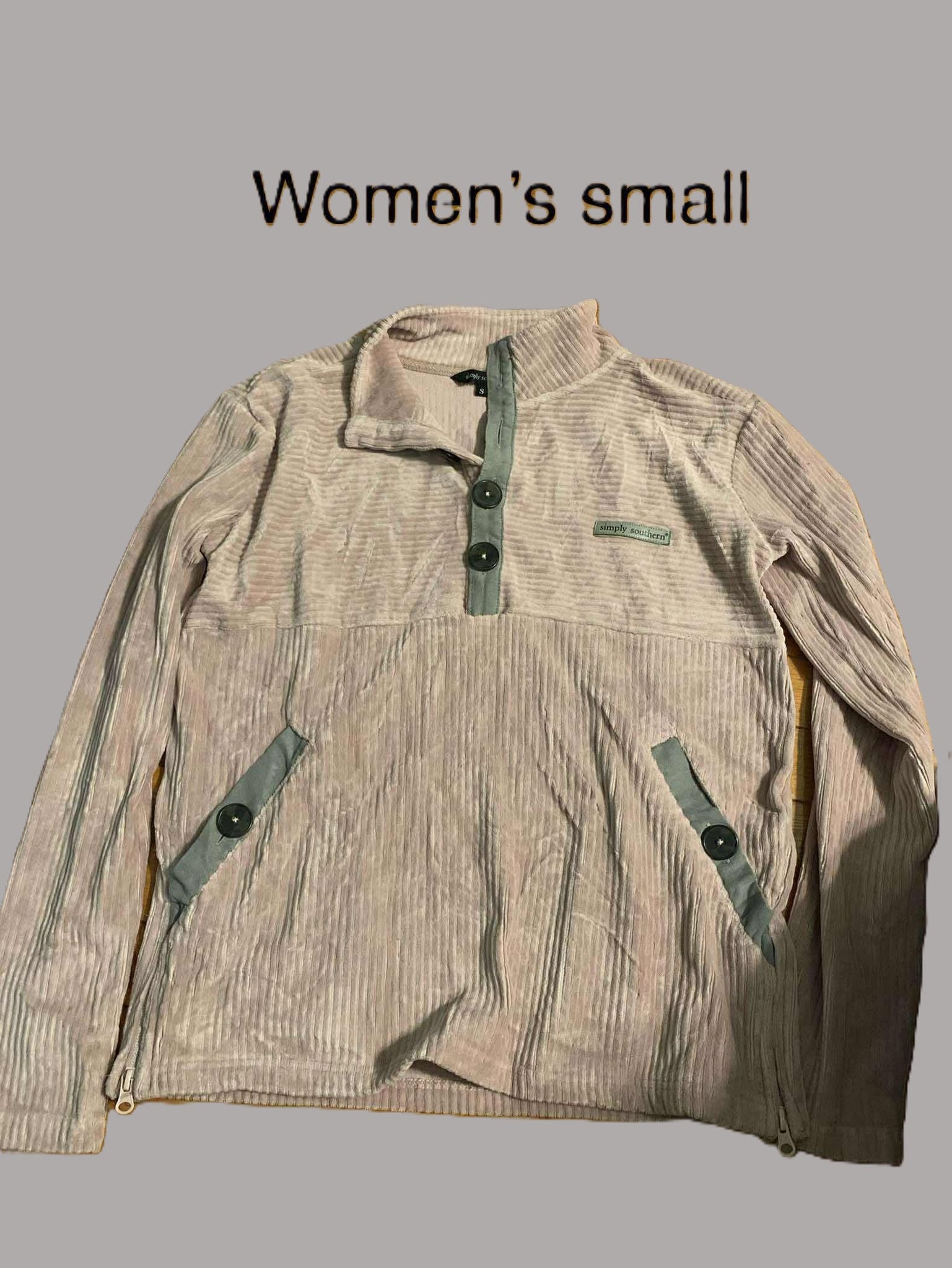 Women's Beige Corduroy Sweatshirt - size Small