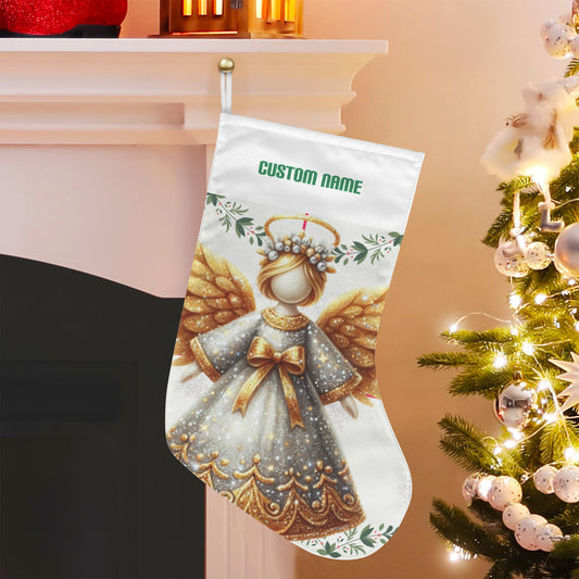 Personalizable Golden Angel Christmas Stocking (Made in USA)