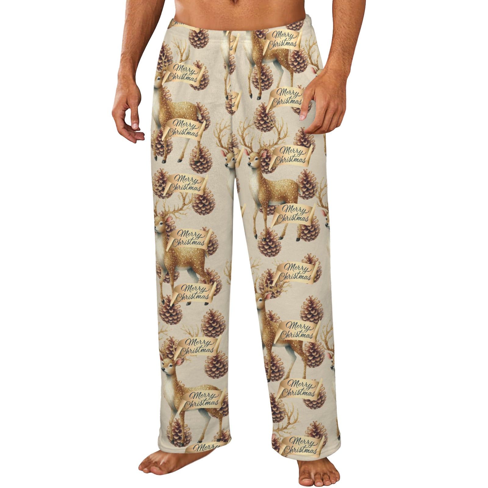 Christmas Reindeer Men's Flannel Pajama Pants (Made in USA)