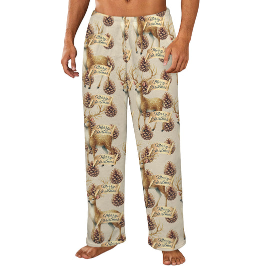 Christmas Reindeer Men's Flannel Pajama Pants (Made in USA)