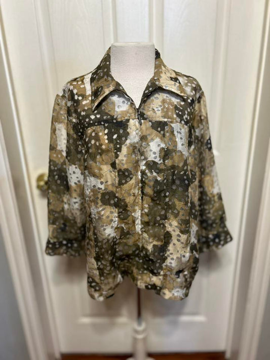 Ruby Rd Favorites Brown and White Jacket - size 16W