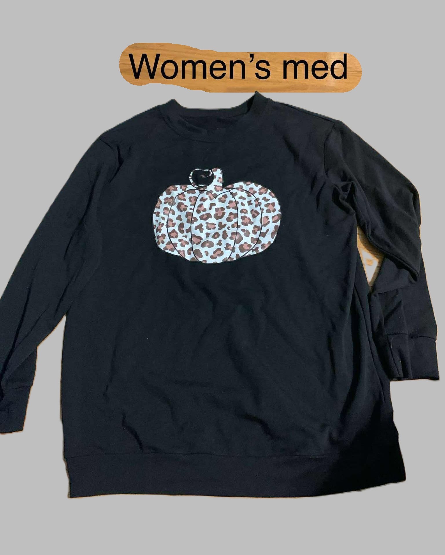 Women's Black Long Sleeve Pumpkin Shirt - size Medium