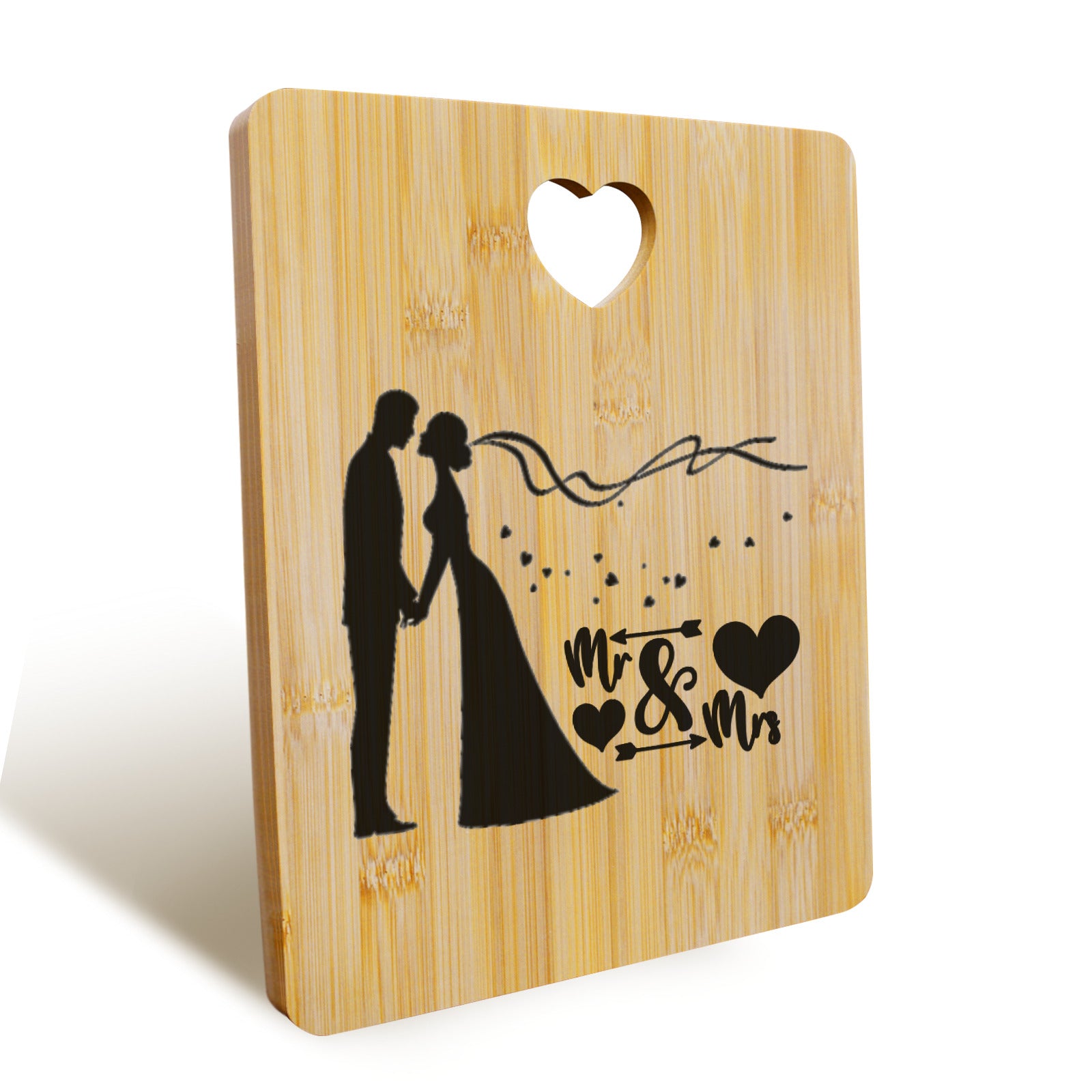 Mr & Mrs Custom Rectangle Bamboo Cutting Board (One Side Printing) | Ships from USA