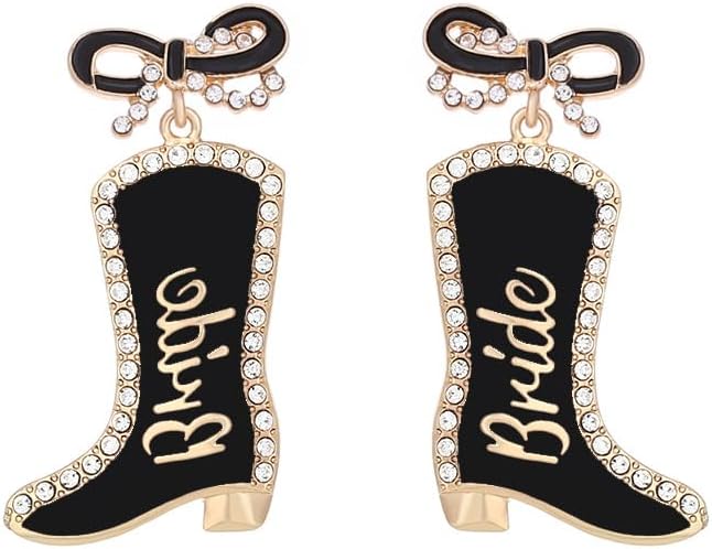 Cowgirl Boot Dangle Earrings with Bow