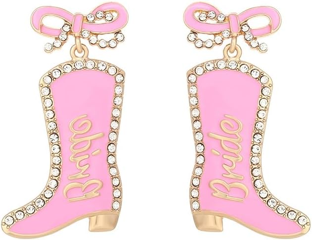 Cowgirl Boot Dangle Earrings with Bow