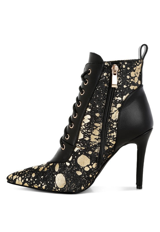 Women's Abstract Pattern Lace-Up Ankle Boots