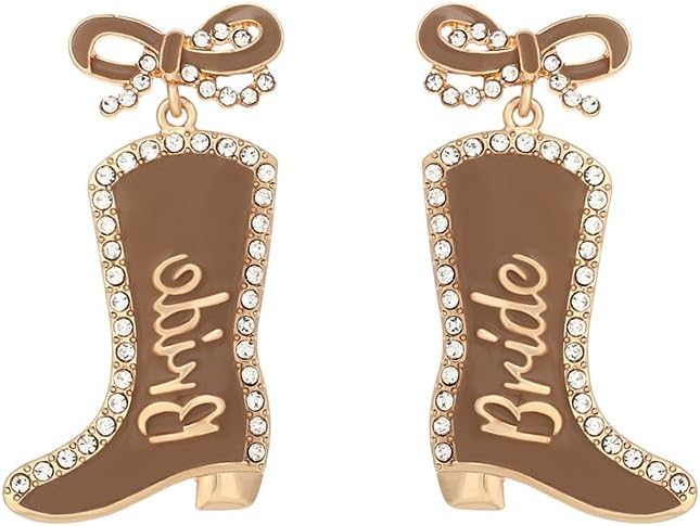 Cowgirl Boot Dangle Earrings with Bow