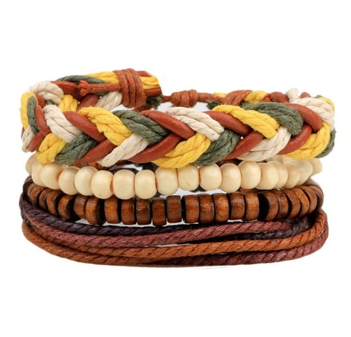 Men's Leather Bracelet Multilayer Beaded Bracelet