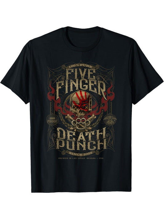 Men's 5 Finger Death Punch T-shirt Round Neck Short Sleeve Graphic T-shirt