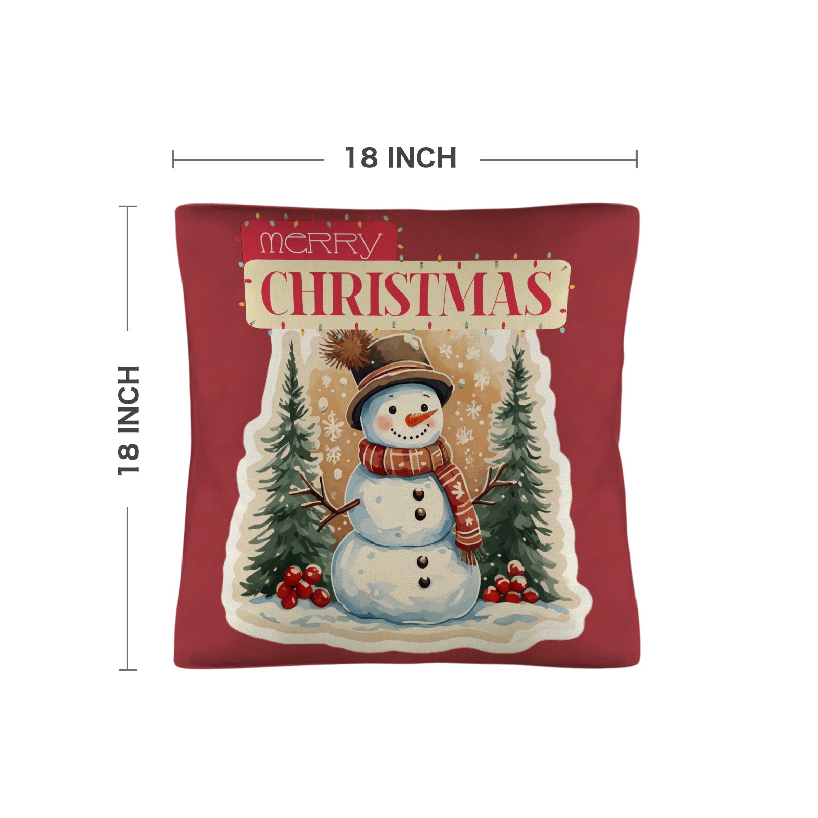 Merry Christmas Snowman Pillow Cases Throw Pillow Covers 18 x 18 inch