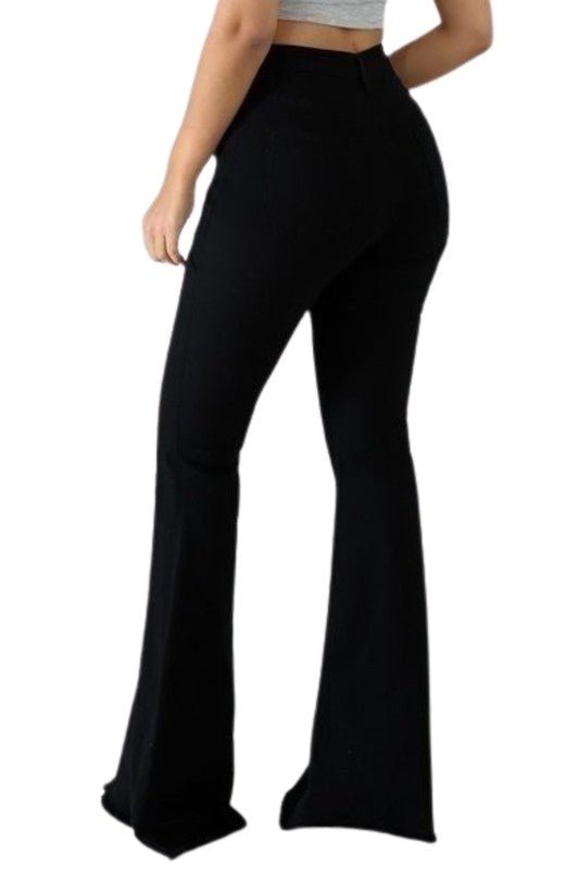 Vegas Glam Bel Bottom Jean in Black- inseam 30