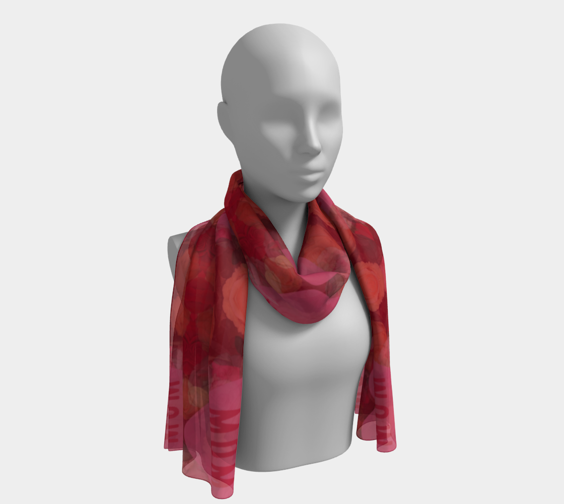 Red Roses Pink Heart Mom Long Scarf