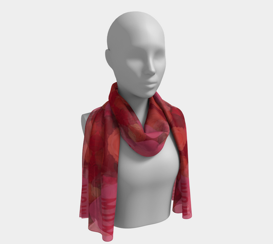 Red Roses Pink Heart Mom Long Scarf