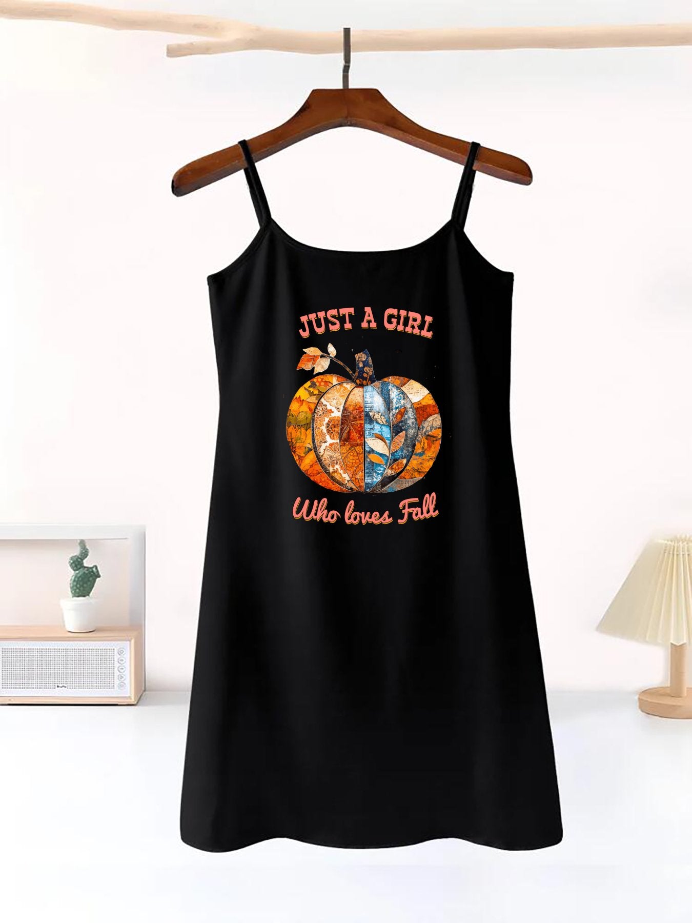 Just a Girl Who Loves Fall Pumpkins Women's Camisole Nightgown (Front Printing)