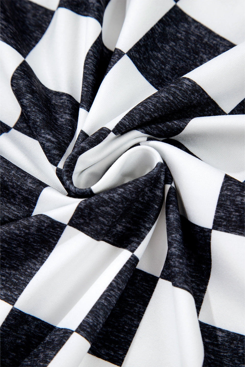 Women's Black & White Checkered Side Slit High Waist Midi Skirt