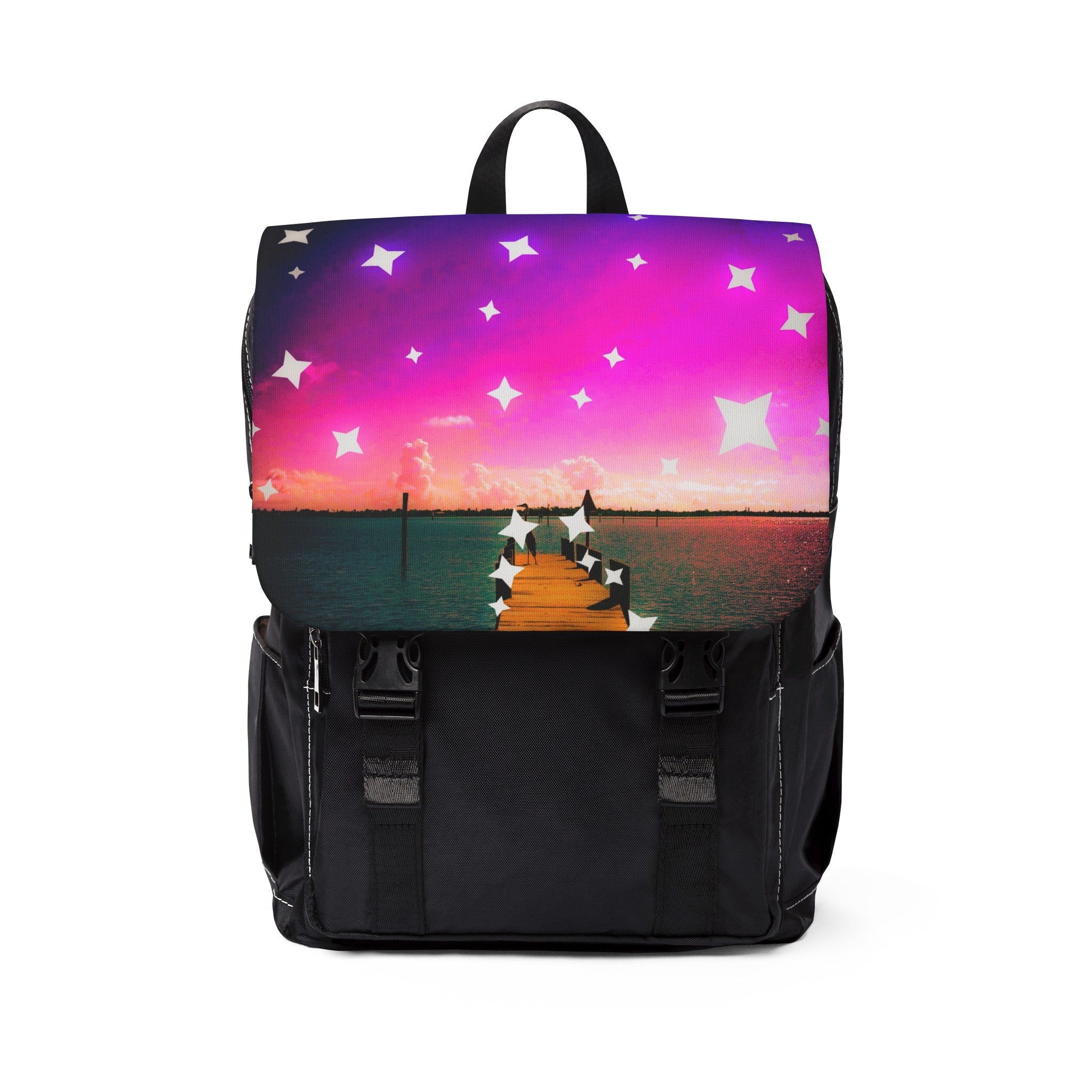 Boardwalk on a Starry Night Casual Shoulder Backpack