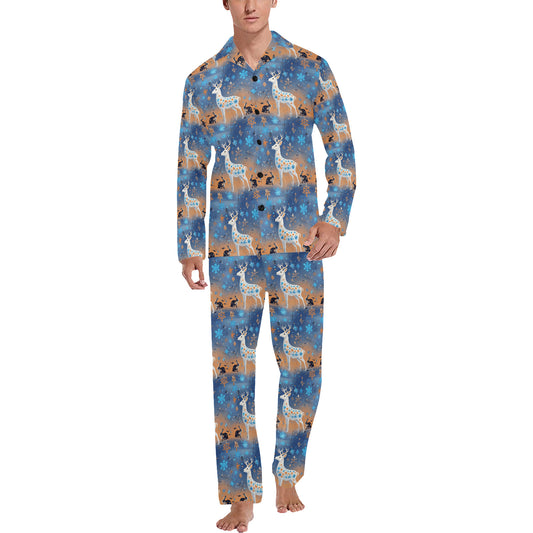 Men's Wintertime Majestic Deer V-neck Long Pajama Set