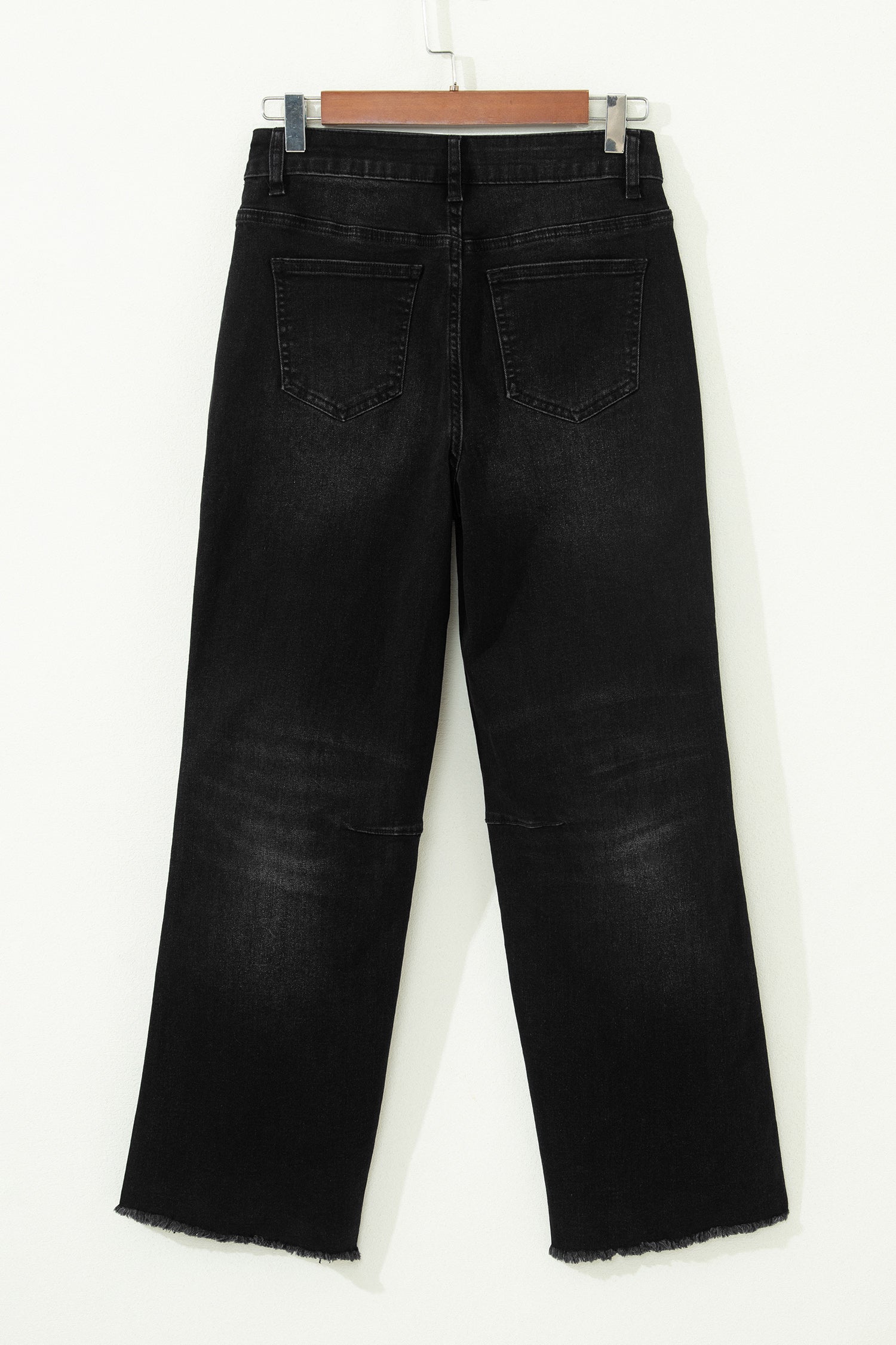 Black Frayed Cropped Barrel Jeans