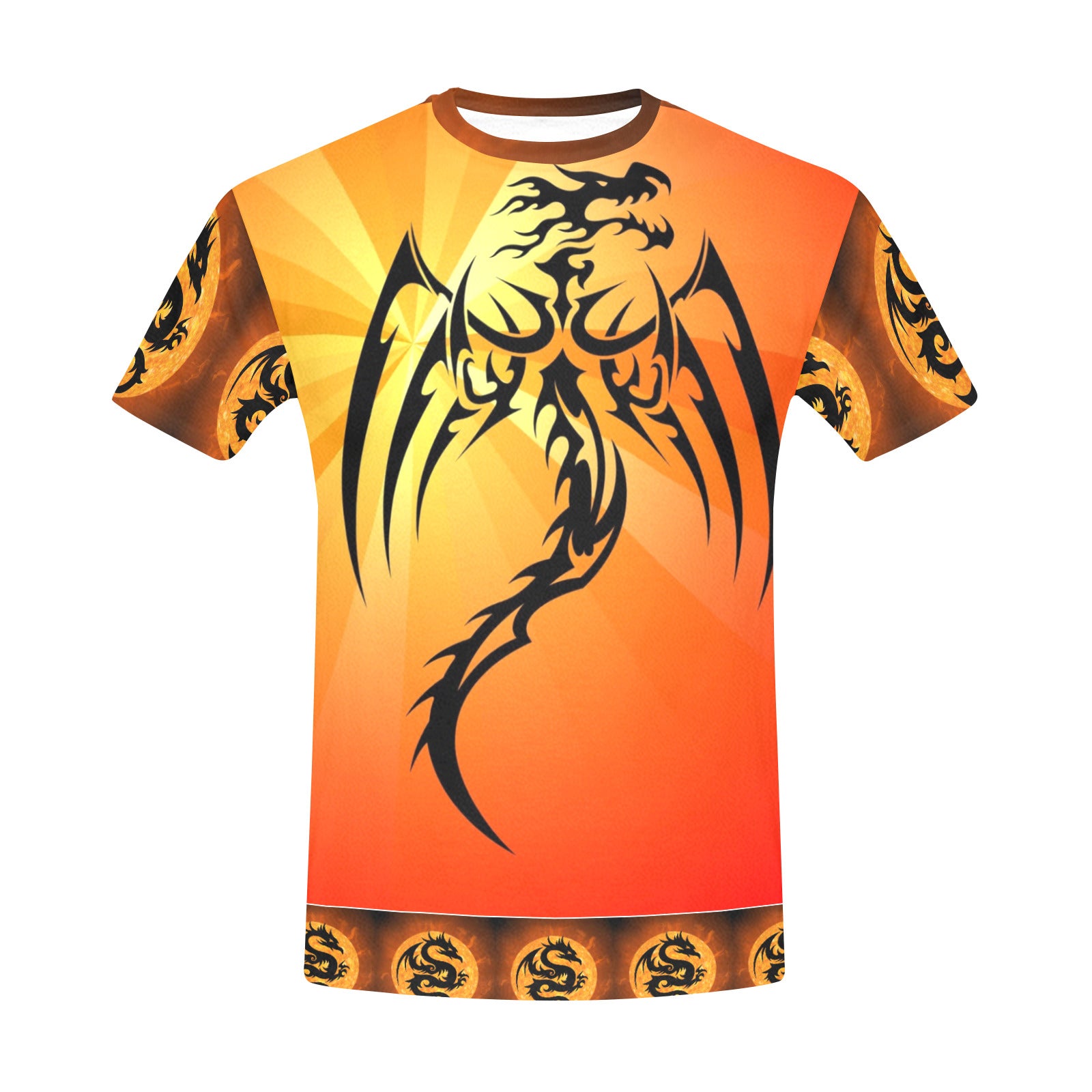 Men's Red Fire Dragon All Over Print Crew Neck T-Shirt