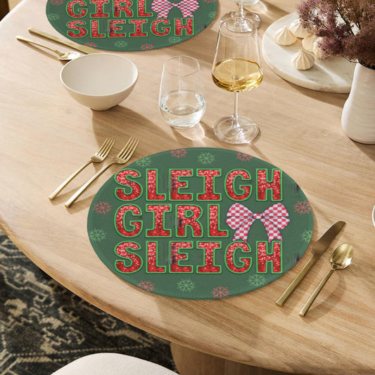 Sleigh Girl Sleigh Custom Round Placemats - 4 pack (Made in USA)