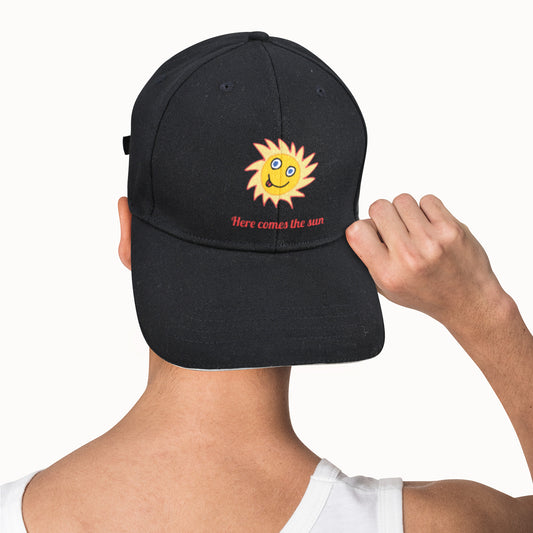 Here Comes the Sun Sandwich Black Baseball Cap (Made in USA)
