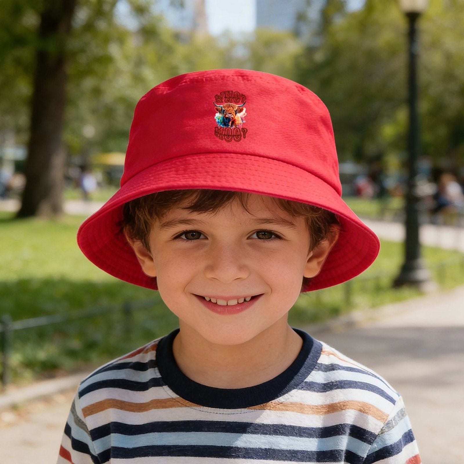 Who? Moo? Highland Cow Design Kid's Bucket Hat | Ships from USA