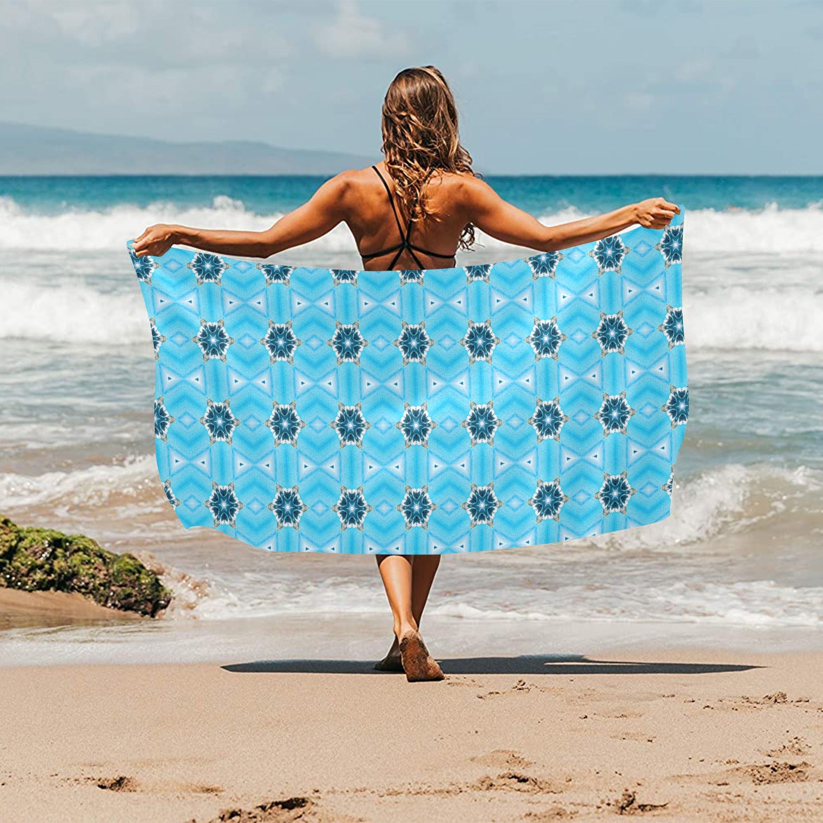 Blue Diamond Abstract Pattern Beach Towel - 30