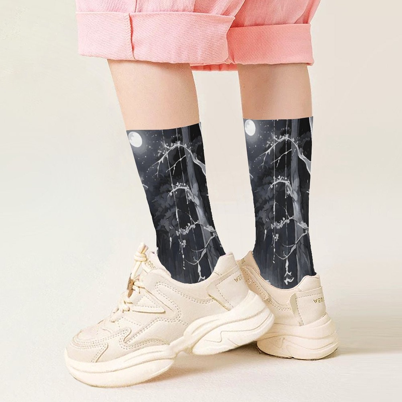 Ethereal Wolf in the Moonlight Socks for Kids