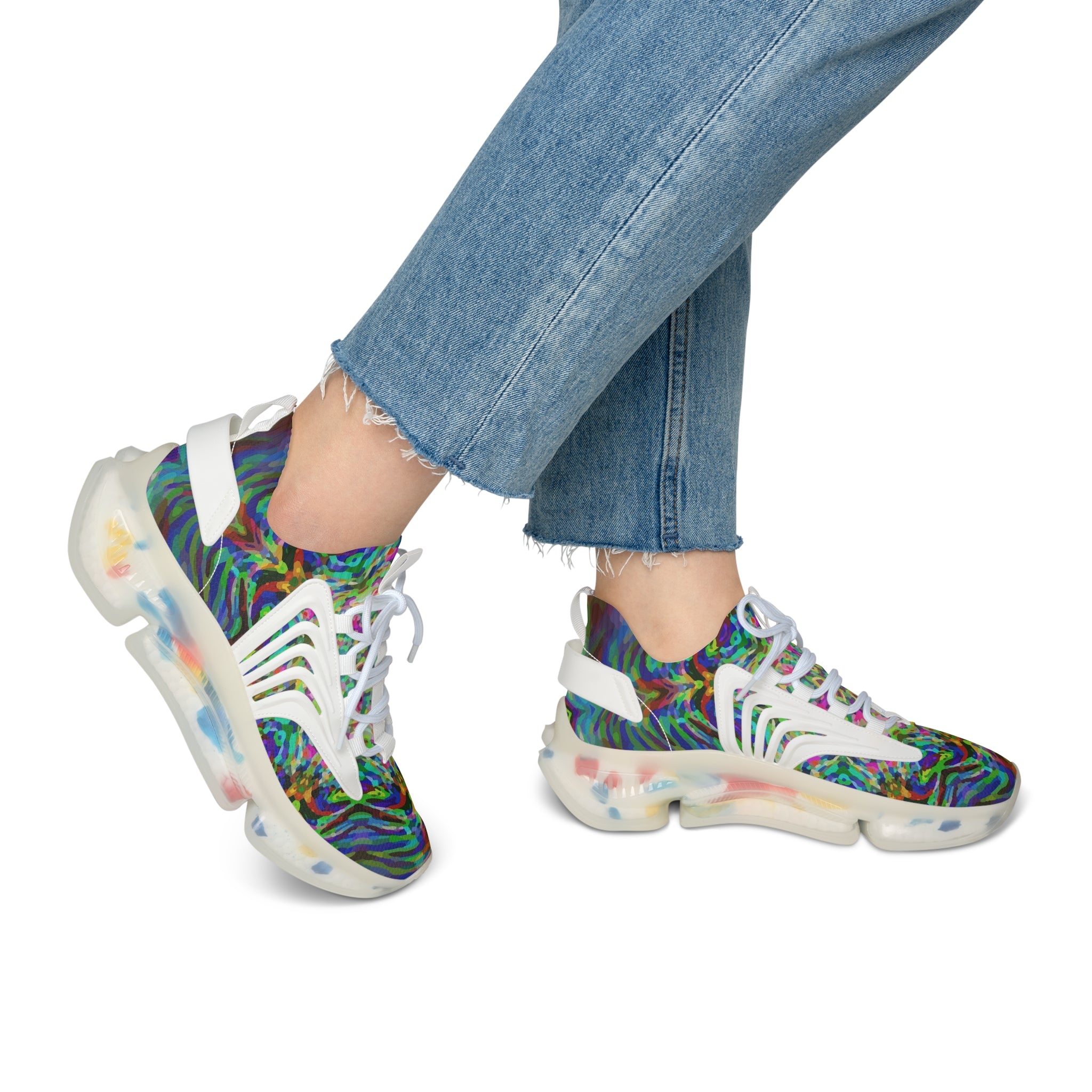 Women's Teal Watercolors Mesh Sneakers