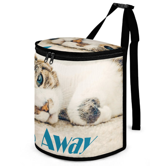 Lazy Cat Says Go Away Car Garbage Trash Bag with straps and zipper