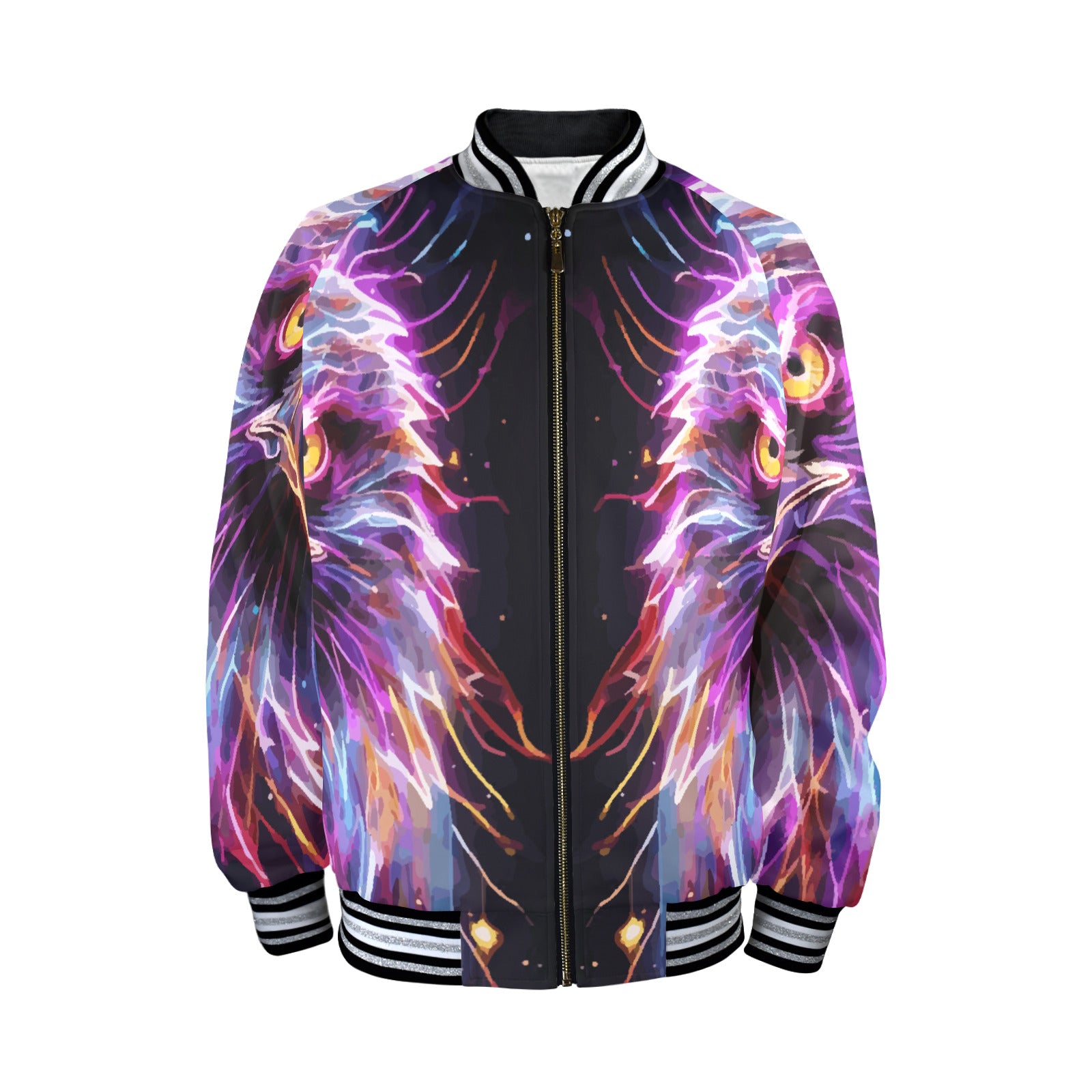 Men's Electric Eagle Striped Trim Bomber Jacket