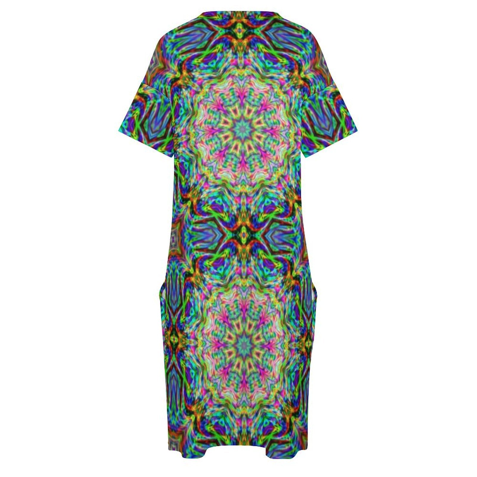 Women's Geometric Design Plus Size Baggy Dress With Pockets