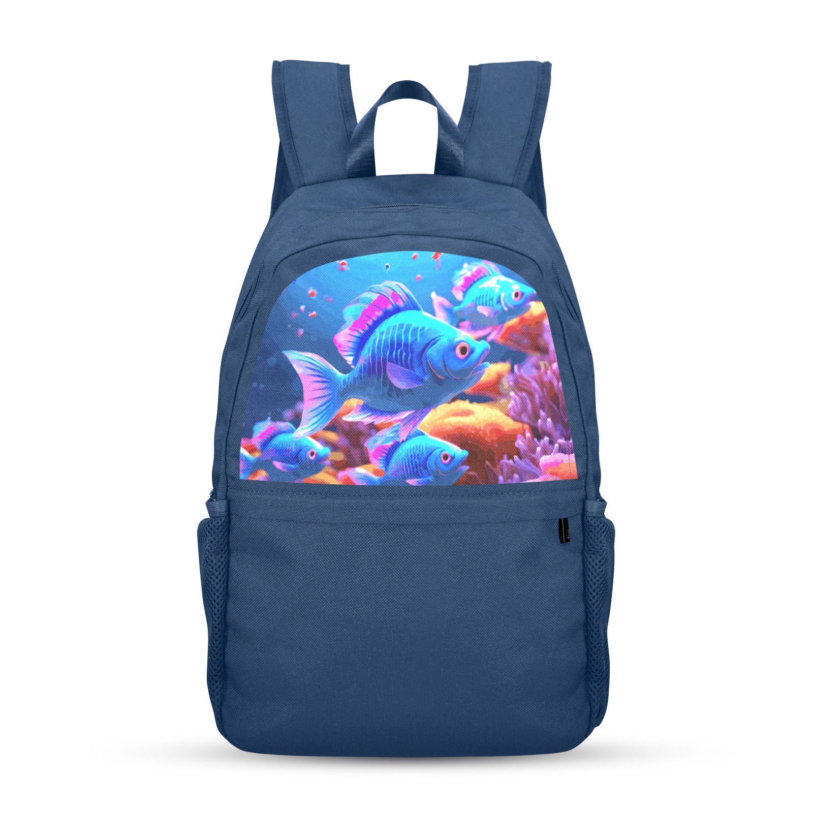 Blue Fish Casual Backpack (Upper Part Printing) (Model 1753)