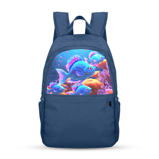 Blue Fish Casual Backpack (Upper Part Printing) (Model 1753)