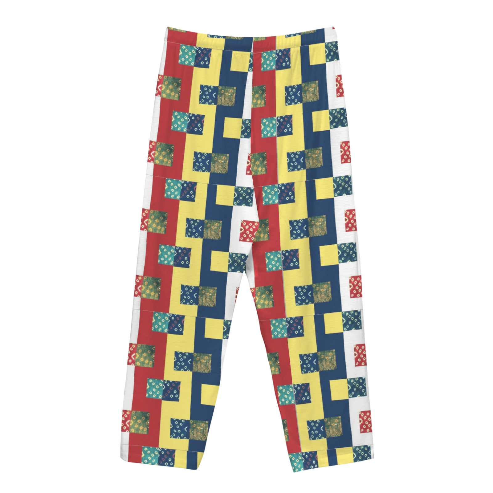 Quilt Block Pattern Women's Drawstring Lounge Pants Without Pockets (Model L84)