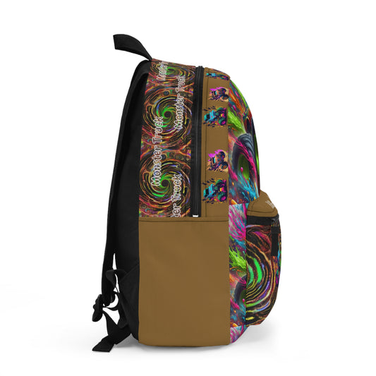 Monster Truck Backpack — Personalized  Name Kids School Bag with Neon Swirl Design