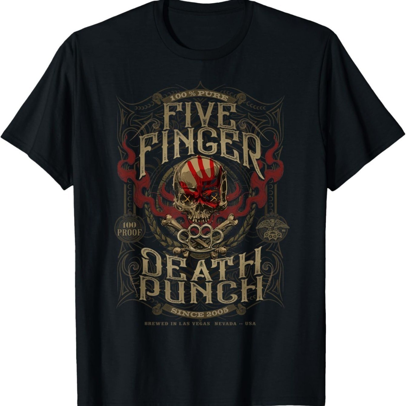 Men's 5 Finger Death Punch T-shirt Round Neck Short Sleeve Graphic T-shirt