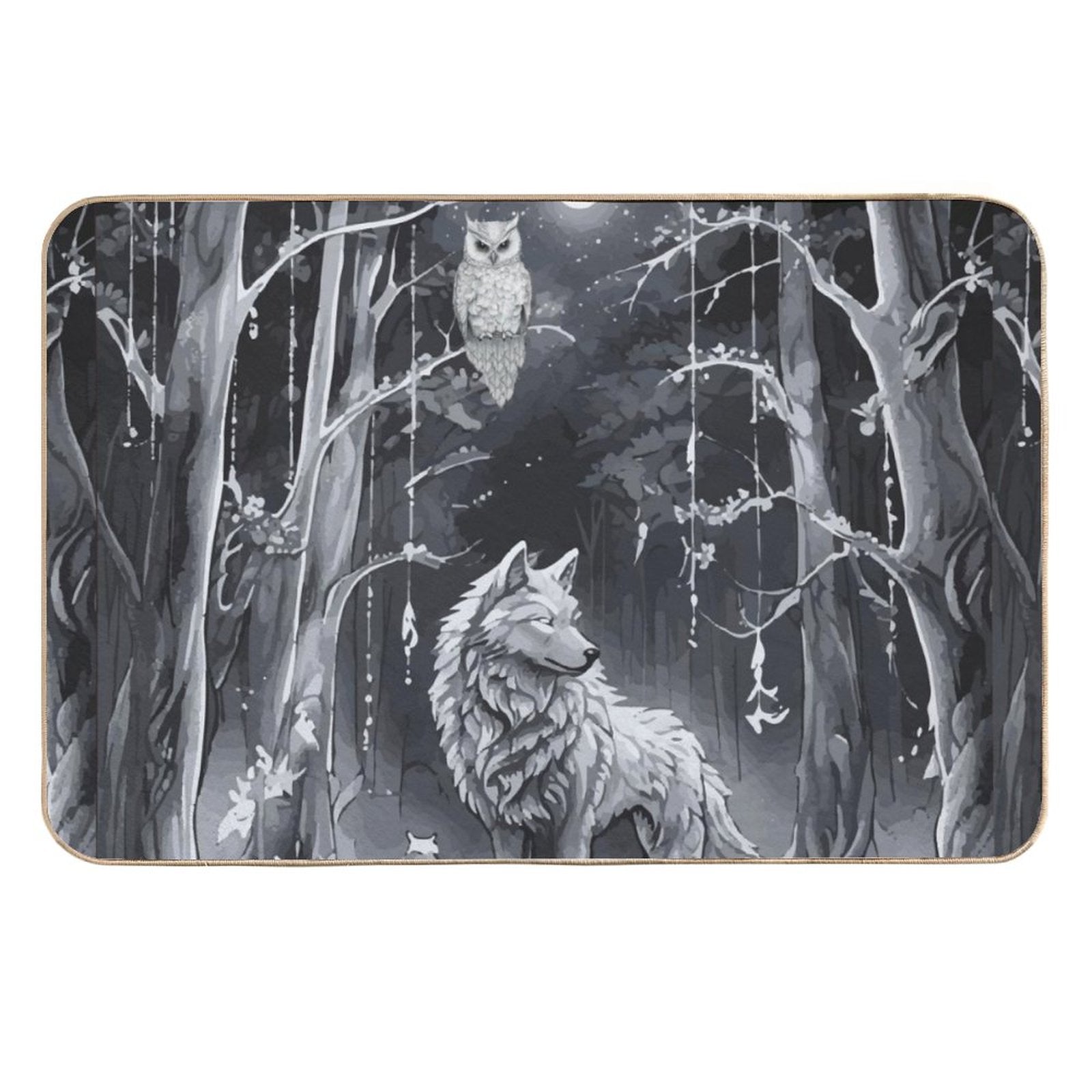 Ethereal Wolf in the Moonlight Flannel Non-slip Bath Mat - 16