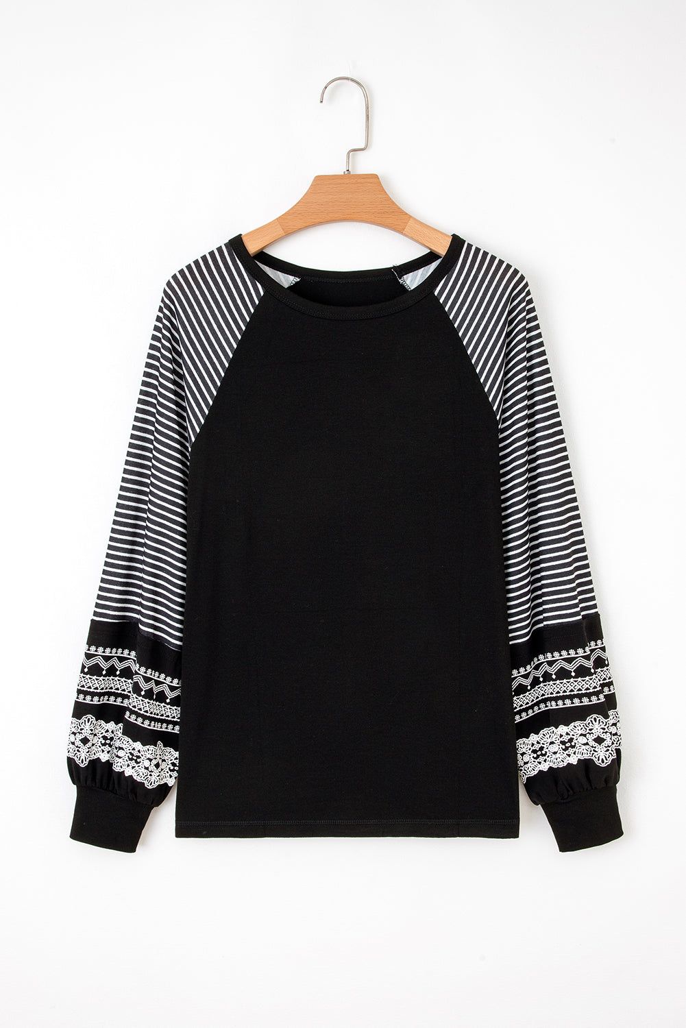 Women's Stripe Patchwork Raglan Long Sleeve Top