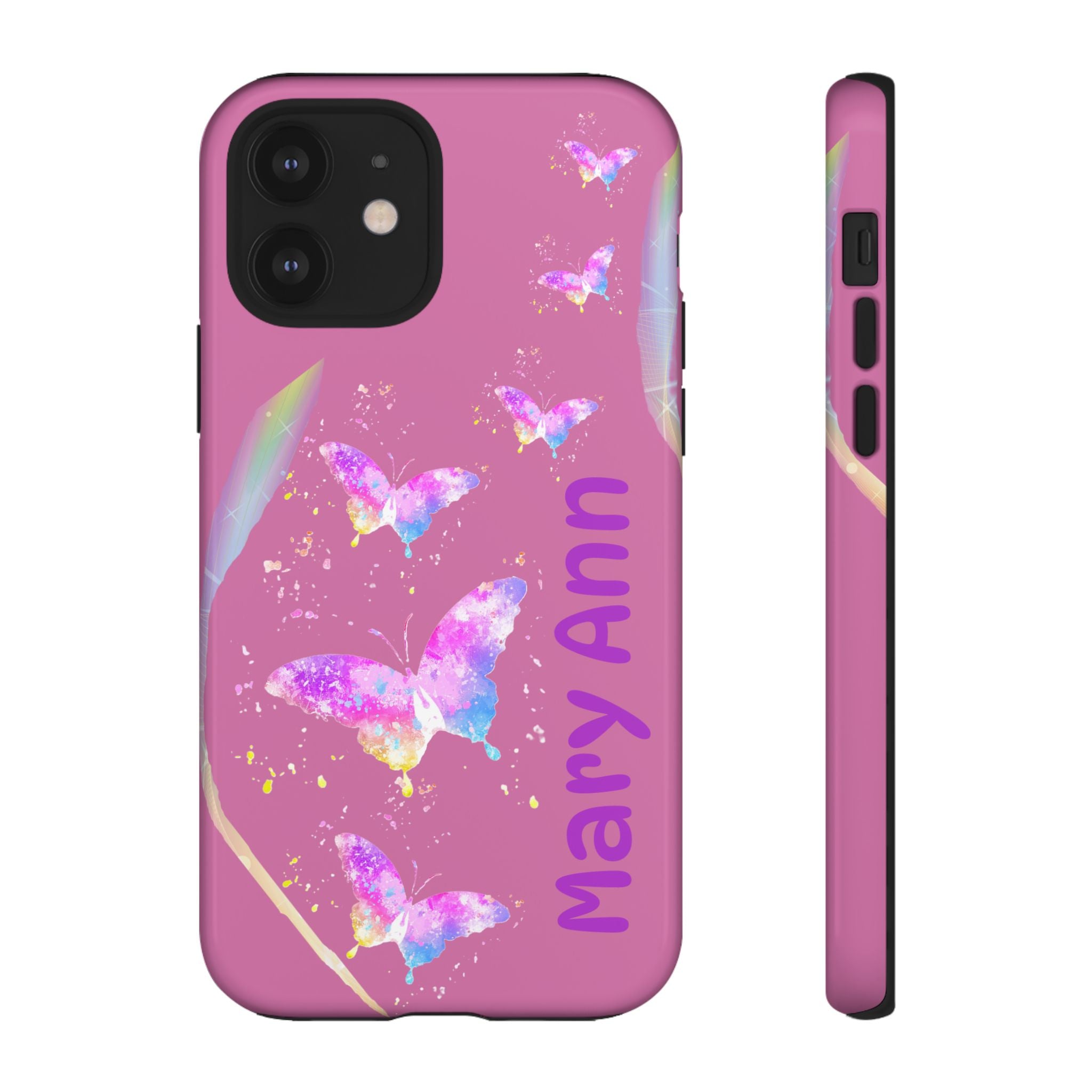 Personalized Butterfly Phone Case, Floral Phone Cover, Customizable Phone Case, Gift for Her, Pastel Decor